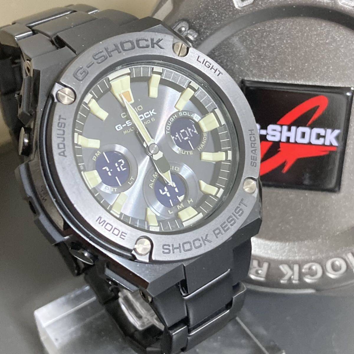 美品 G-SHOCK GST-W130BD-1AJF G-STEEL Gスチール タフソーラー電波 