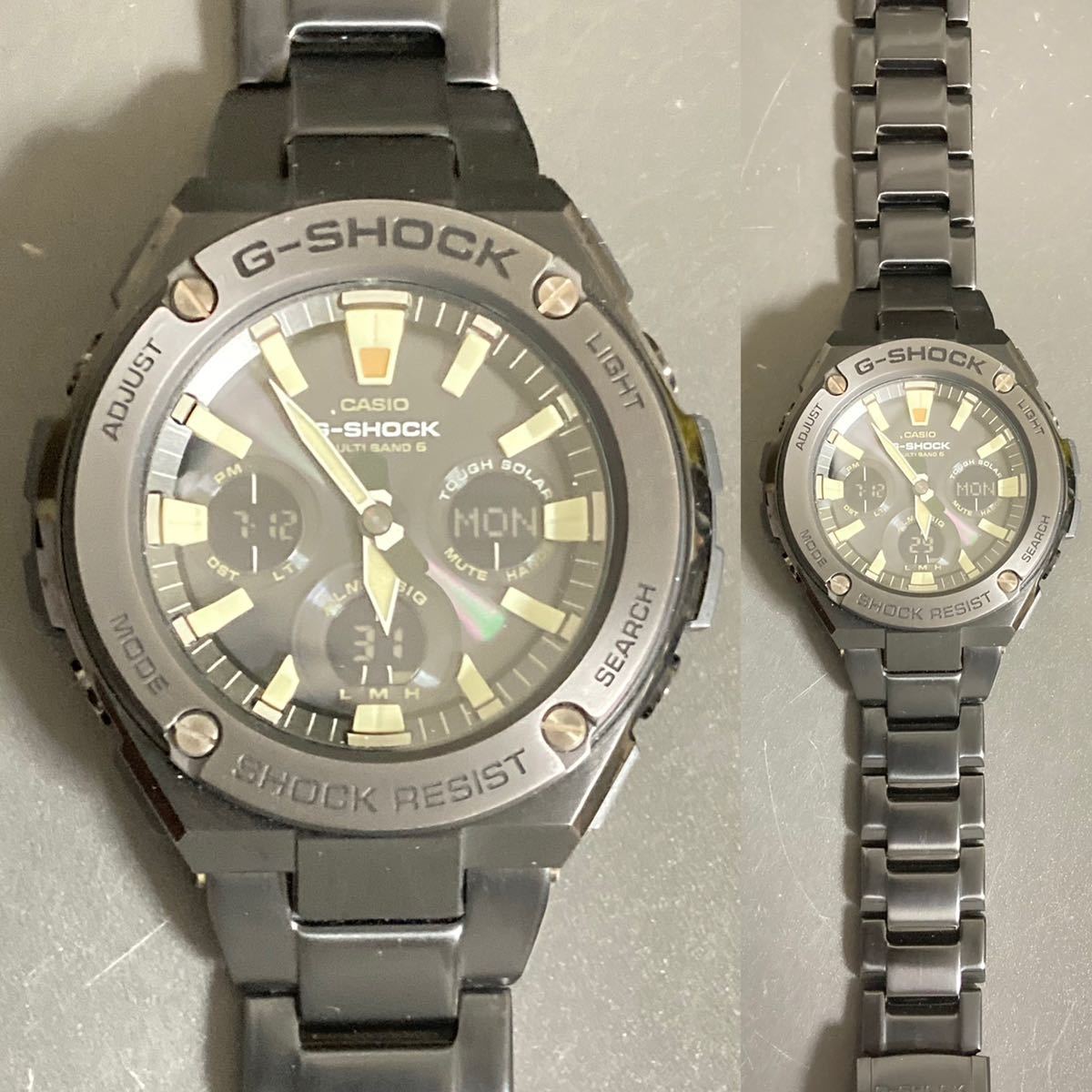 美品 G-SHOCK GST-W130BD-1AJF G-STEEL Gスチール タフソーラー電波 