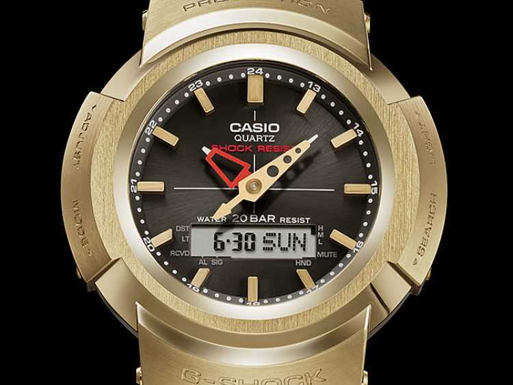 人気セール,大得価 【新品未使用】AWM-500 SERIES AWM-500GD-9AJF G-SHOCK CASIO モジュール 5640 スクリューバック アナログ ゴールド フルメタル 初代