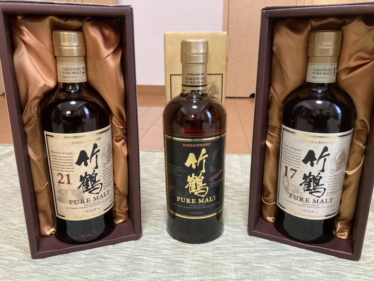 ♪未開栓 竹鶴21年 17年 旧ラベルの3本セット 箱