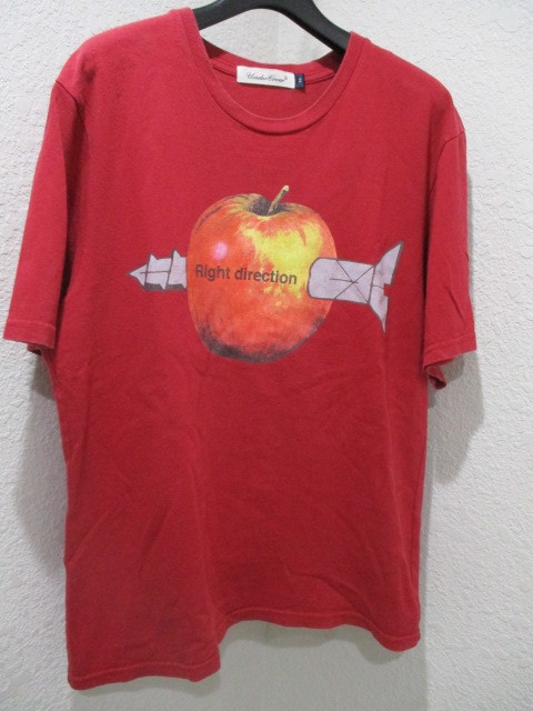 即決 2017SS UNDERCOVER アンダーカバー UCS3814 17SS リンゴ アップル ＆ Right direction プリントTシャツ メンズ 2 レッド 定価12100円