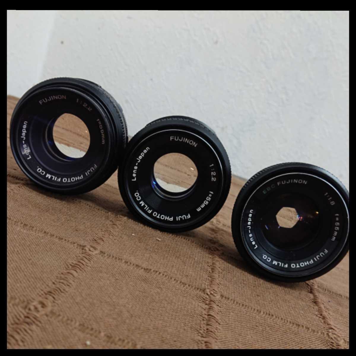 ☆FUJINON カメラレンズ バブルボケ 単焦点レンズ M42マウント 1:2.2 f=55mm 2本 + EBC FUJINON 1:1.8 f=55mm 計3本セット (SG-31)