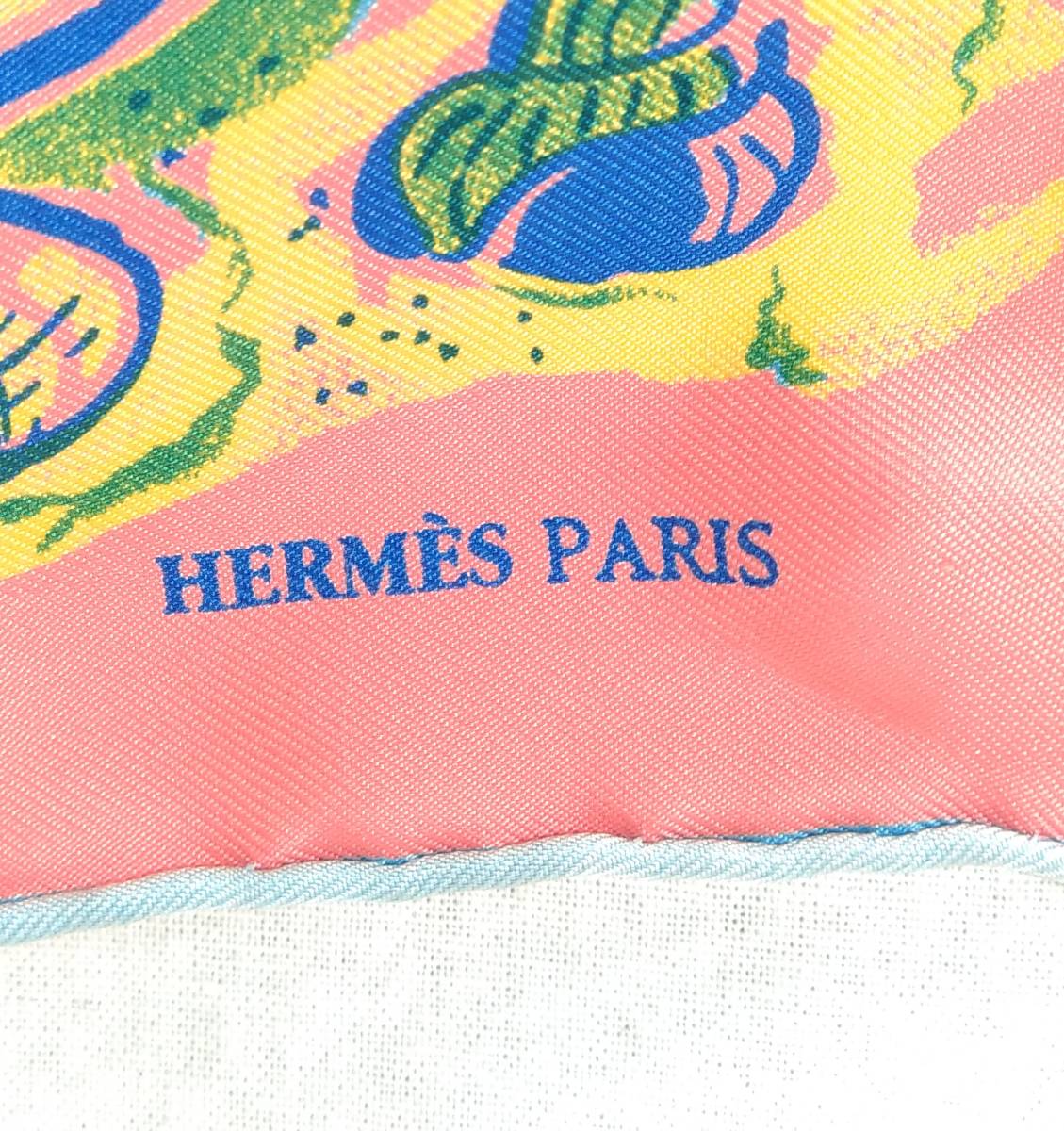 HERMES プチカレ L'ete de Loula ピンク 魚 スカーフシルク 店舗受取可