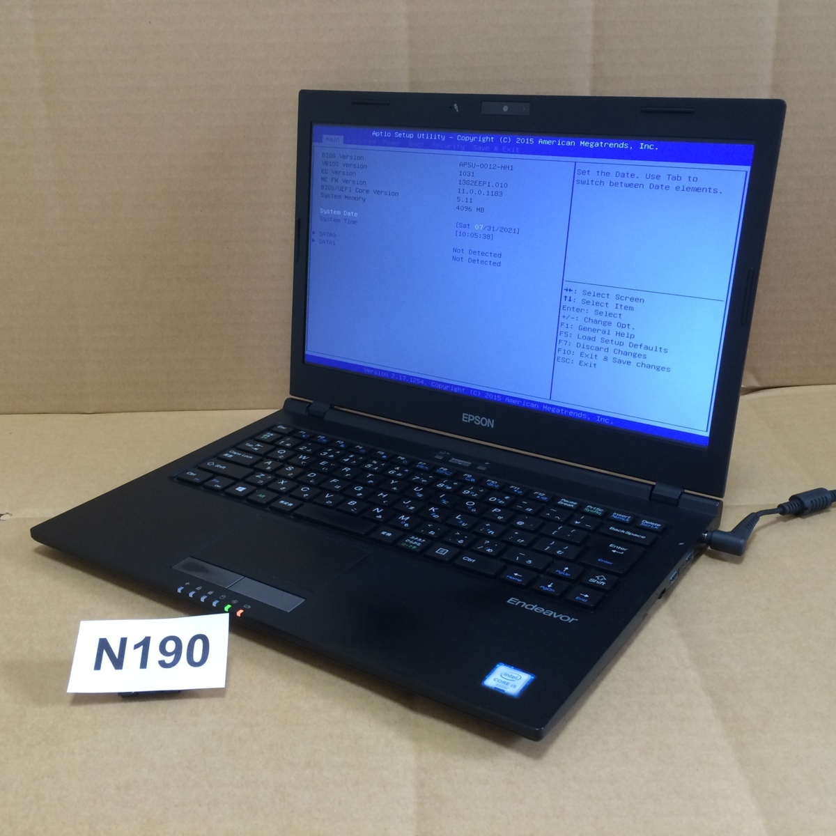 EPSON Endeavor ST190E，Bios起動OK，i3-8100T/16GB/HDDとACアダプター
