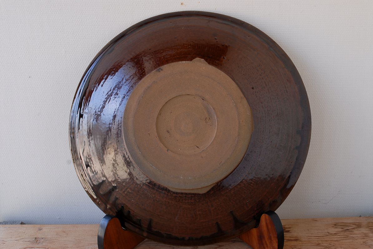 1890 古作 小鹿田焼 大皿 飛び鉋 一尺三寸皿 民窯 39cm(陶磁一般