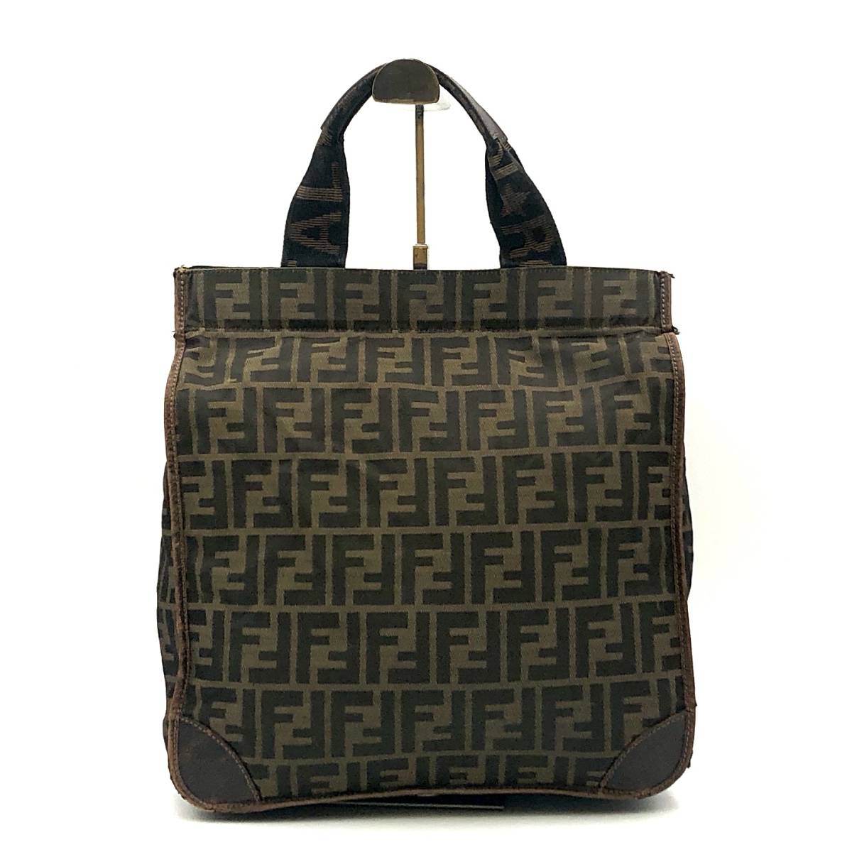 希少.FENDI.フェンディ.ズッカ.折りたたみ.トート.バッグ.ジャガード 