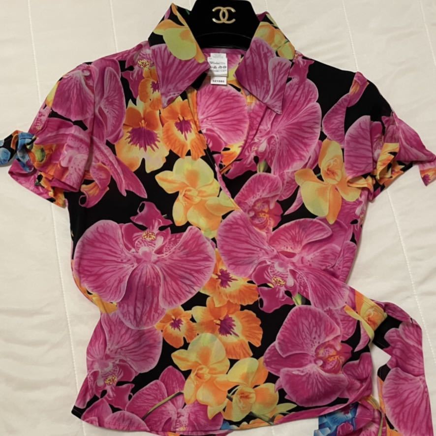 VERSACE ヴェルサーチ シルク カシュクール シャツ ブラウス 花柄(半袖 