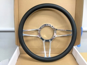 カスタム アルミ spoke ステアリング 黒革 9穴 35.5φ 14インチ