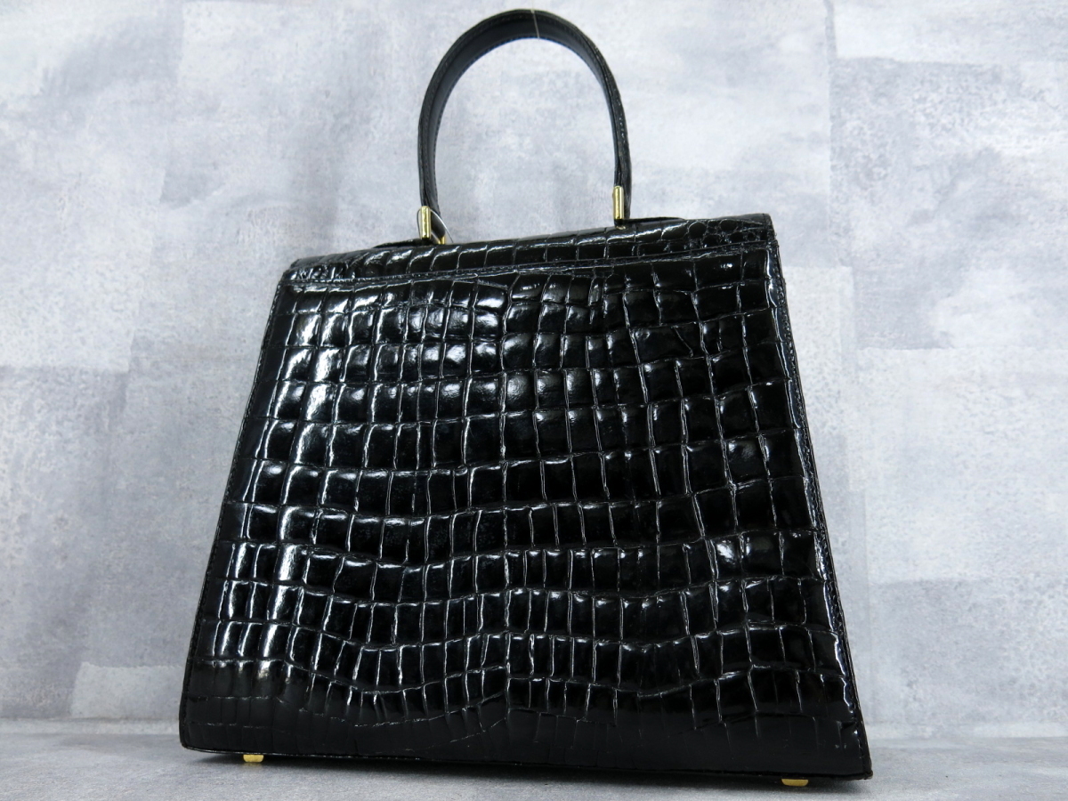 ○美品○RODANIA ロダニア○シャイニング クロコダイル 本 ワニ 革 