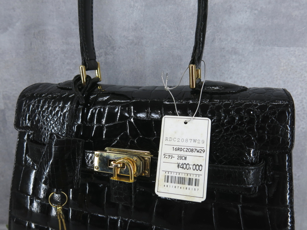 ○美品○RODANIA ロダニア○シャイニング クロコダイル 本 ワニ 革 