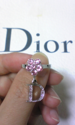 即決☆Diorディオールロゴピンクフラワーリング☆