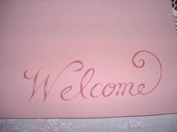 トールペイント、ウエルカムボードにピンクの薔薇_3