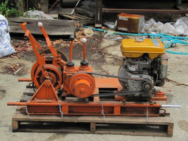 本宏製作所 集材機 ウインチ ミニスーパーFR3 滑車付 並品(造園用工具 