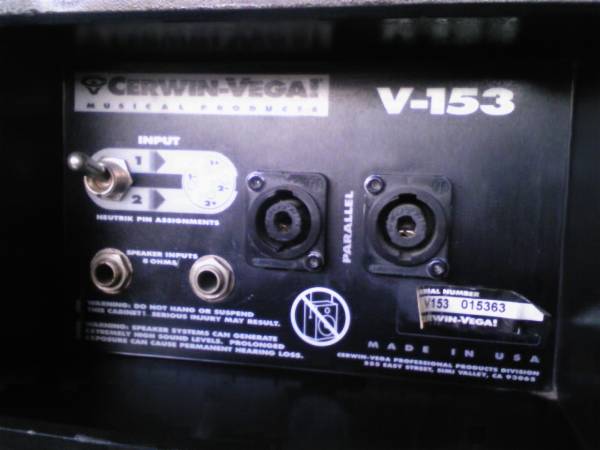 Cerwin-VEGA!3waySRスピーカー V-153 ペア動作品。(レコーディング