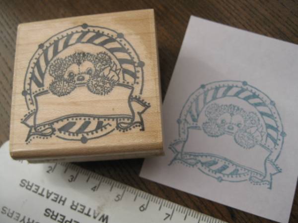 タグ作りなどに。。。リボンとベアちゃん＊輸入スタンプ中古_1