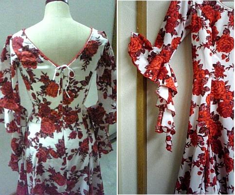 フラメンコドレス★赤ワンピース袖有り★_2