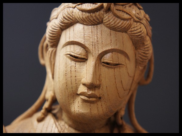 古美術龍H101 大名品 巨匠 文化勲章作家 澤田政廣作 木彫 観音像(仏像