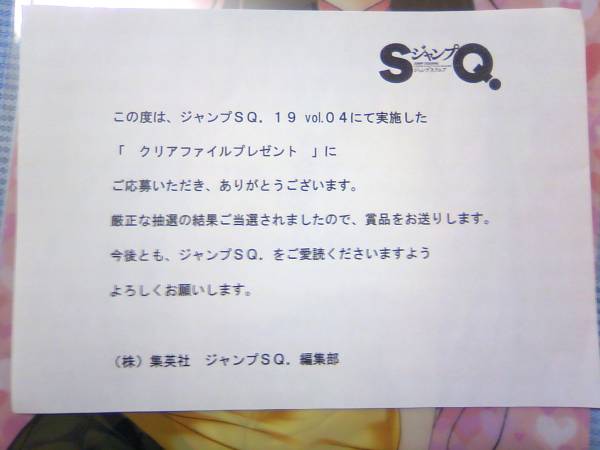 To LOVEるダークネス 透視クリアファイル 古手川唯 ジャンプSQ19