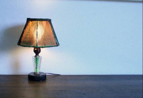 ☆　昭和レトロ　ガラスベースの古いデスクランプ　☆　