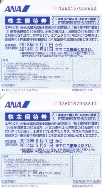 【メール便送料無料　ANA株主優待券　２枚SET】_1