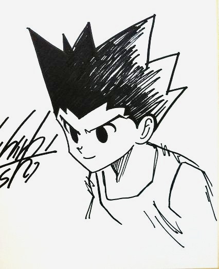 ハンターハンター 冨樫義博 直筆サイン色紙 ゴン HUNTER×HUNTER(サイン