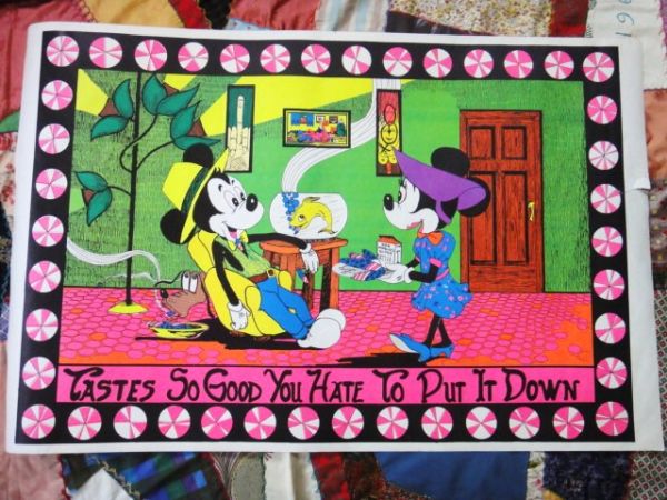 22新春福袋 70s マリファナ ブラックライトポスター ビンテージ ディズニー ミッキー ポスター Labelians Fr