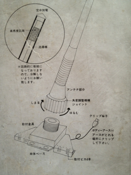 自動車電話型/静電気 空中放電アンテナアース(オールステンレス)(外装