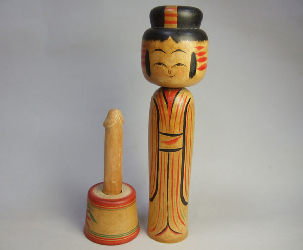 ◇珍宝 隠し男根こけし 木彫り / 春画 子孫繁栄置物(こけし)｜売買され