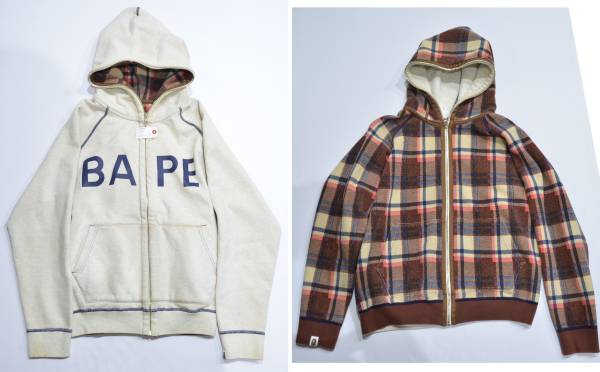 ape 赤西着 ラブジェネチェックリバーシブルパーカー (ジャケット、上  