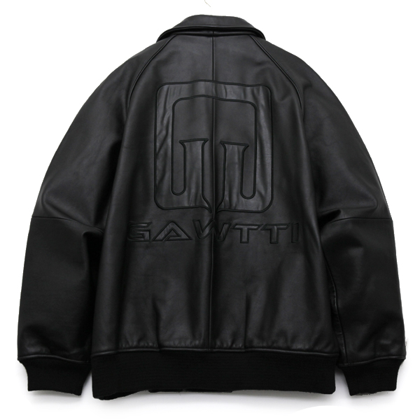 美品 ガウティー 【GAWTTI】 牛革 オールレザースタジャン/黒(XLサイズ