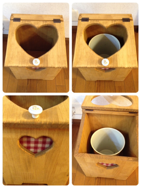 人気□カントリー家具□パイン材 ゴミ箱□ハート □ハンドメイド
