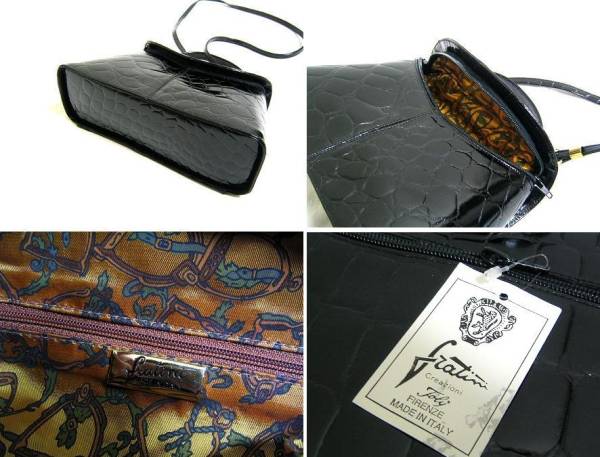 ☆ITALY製☆fratini☆クロコ型押しレザー2WAYバッグBAG☆高級 