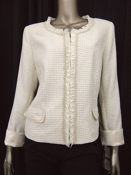 K新品タグ付★ノーカラー★ツイードジャケット*大きいサイズ21号