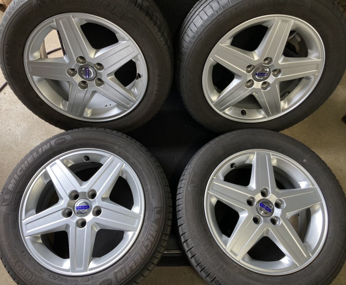  ボルボ V50 205/55R16 6.5J+52.5 5H PCD108 ハブ63 純正16インチアルミホイール VOLVO 5穴 ピッチ108 2017年製ミシュラン付き(ラジアルタイヤ)｜売買されたオークション情報、yahooの商品情報をアーカイブ公 5穴
