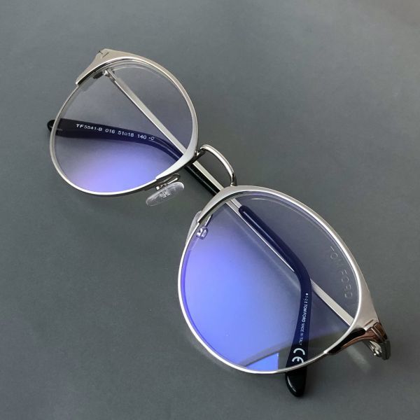 【新品】TOMFORD トムフォード サングラス メガネ TF5541 イタリア製 ブルーライトカットレンズ オーバル型 シルバー 眼鏡 A0691