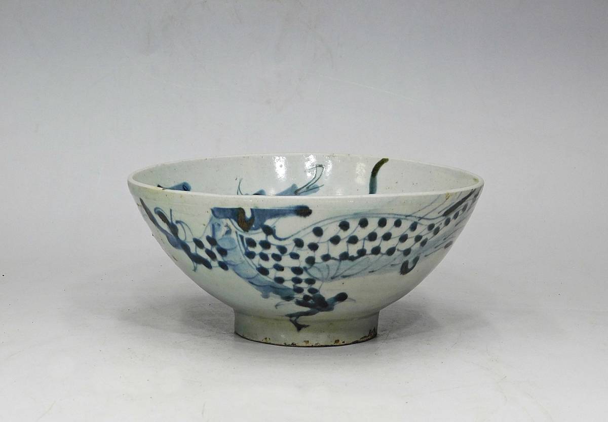古い 中国染付茶碗 青華 鉢 経年貫入 古碗 古玩 古美術 時代物 骨董品