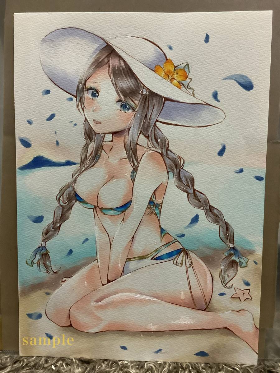 B5 オリジナル 手書きイラスト 創作 つば広帽子 水着 茶髪 女の子 コピック 手描きイラスト 売買されたオークション情報 Yahooの商品情報をアーカイブ公開 オークファン Aucfan Com