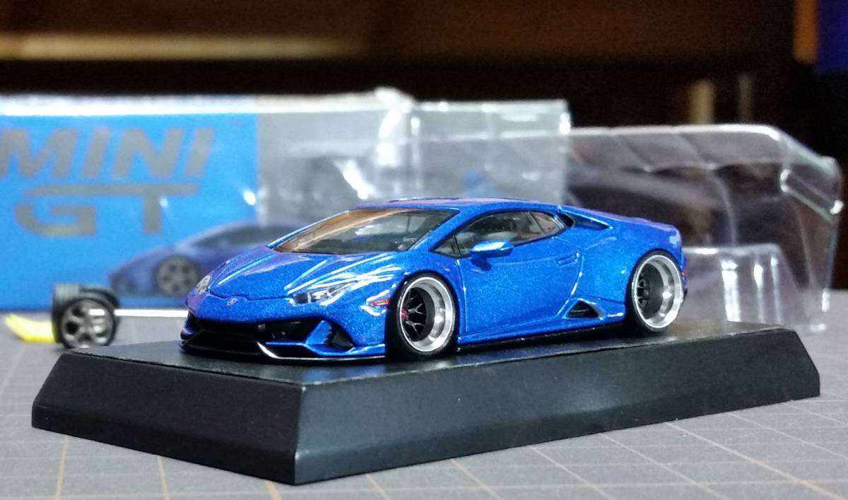 1/64 改 TSM MINI GT ランボルギーニ ウラカン Lamborghini Huracan EVO Blu Eleos ブルー LHD 深リム カスタム品 
