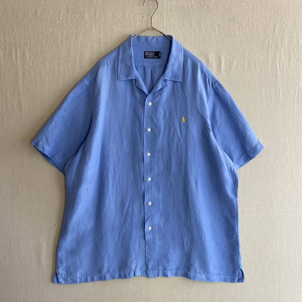 リネン×シルク】Polo Ralph Lauren オープンカラー シャツ / XL 