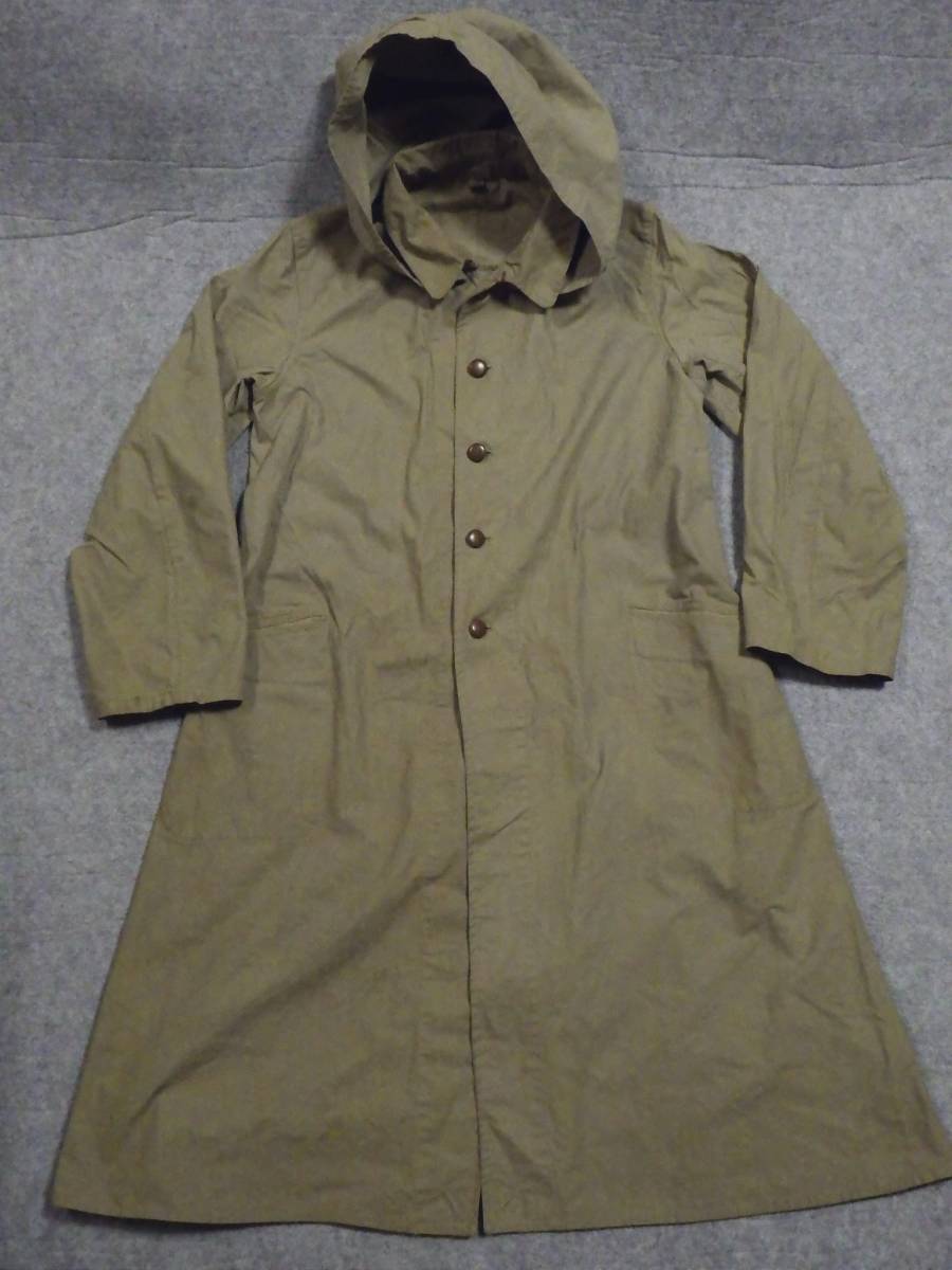 日本軍　帝国陸軍　九八式　雨外被　コート　兵・下士官用　Ｓ～Ｍサイズ位　フード付きの綿製の薄手コート　軍服　制服