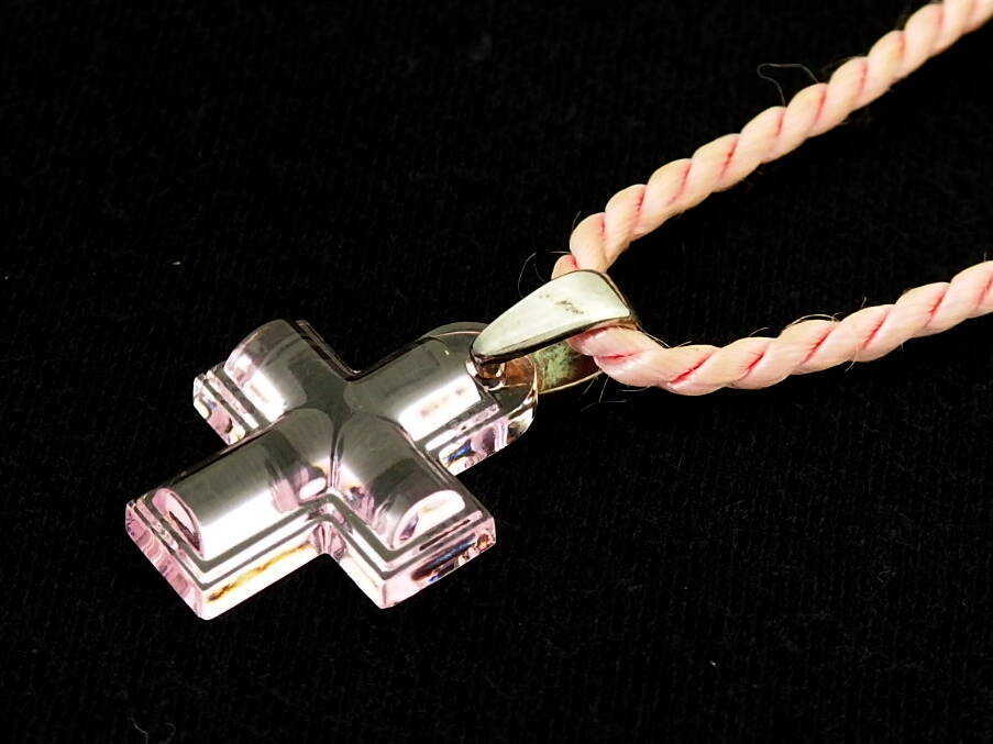 1円 ラリック LALIQUE クリスタル クロスモチーフ ペンダント