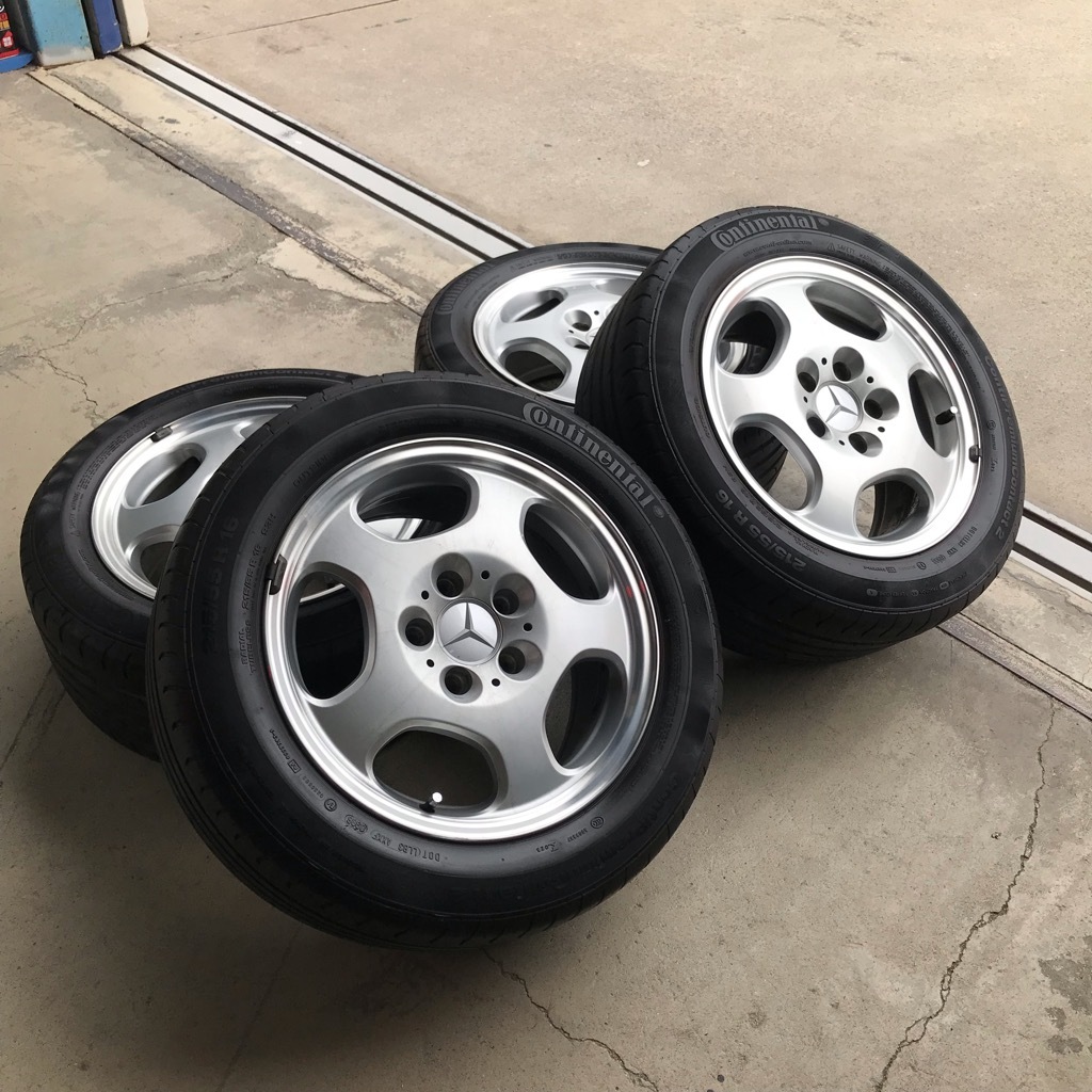 【希少＆美品】4本SET/W210系/Eクラス/純正アルミホイール/215/55R16/インチ/メルセデスベンツ/7.5J/5穴/PCD112/+41/兵庫から【手渡し可】