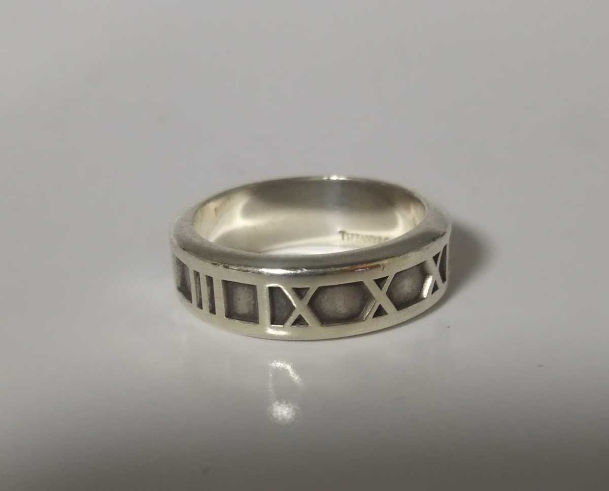 ④TIFFANY&Co.ティファニー指輪アクセサリー20号シルバー925リング内径19.3mm重量8.7g清掃済T&Co売切りレディース服飾小物アトラスATLAS ティファニー リング バンド 0 希少サイズ 結婚指輪