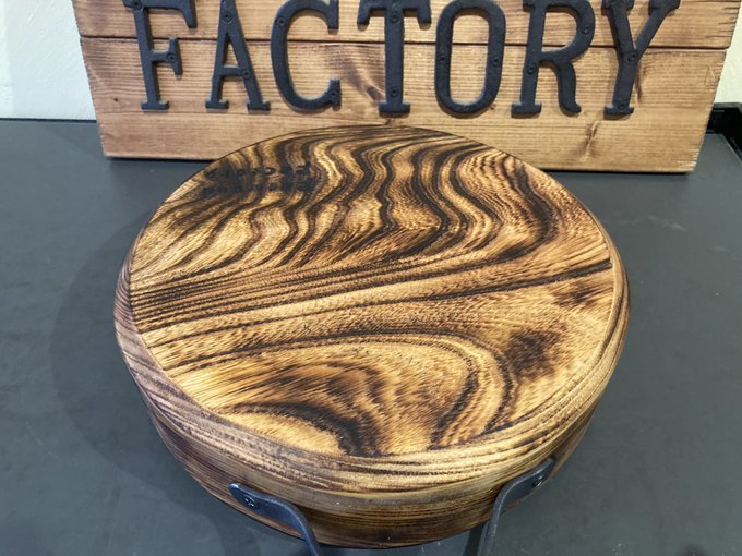 FatwoodFactory 限定1台 焔燻造りサバ杢板目バトニング台 アイアン