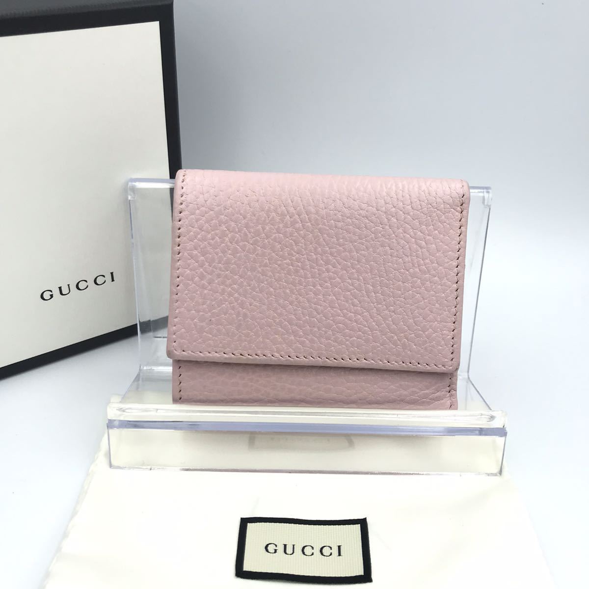 GUCCI グッチ 財布 三つ折り GGマーモント ピンク ベージュ コンパクト