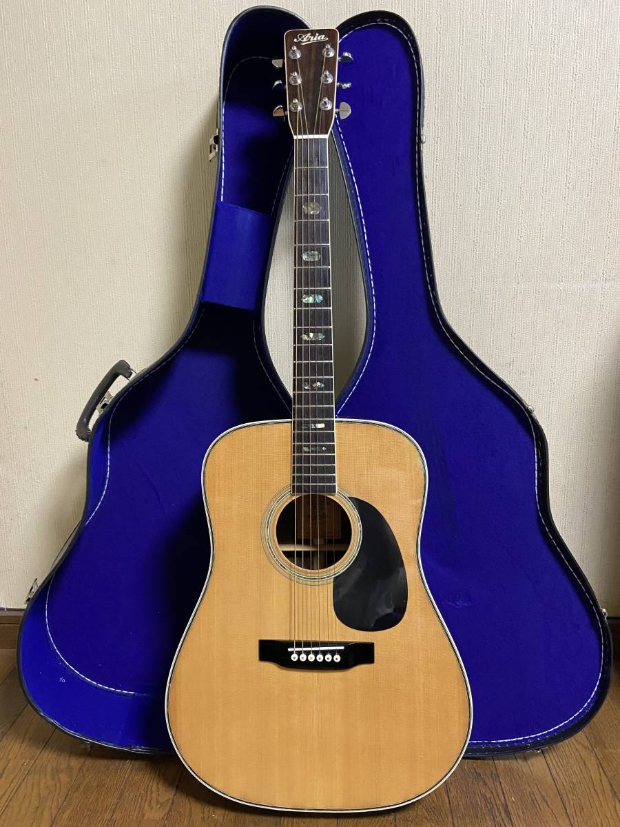 ARIA W-30D Martin D-41コピーモデル　弾きやすさ抜群❗️ アリア Aria W－30D マーチンD41コピー ヘキサゴンインレイ アバロン