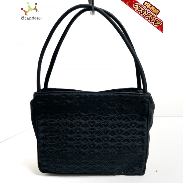 ボッテガヴェネタ BOTTEGA VENETA ハンドバッグ - ナイロン 黒 刺繍 