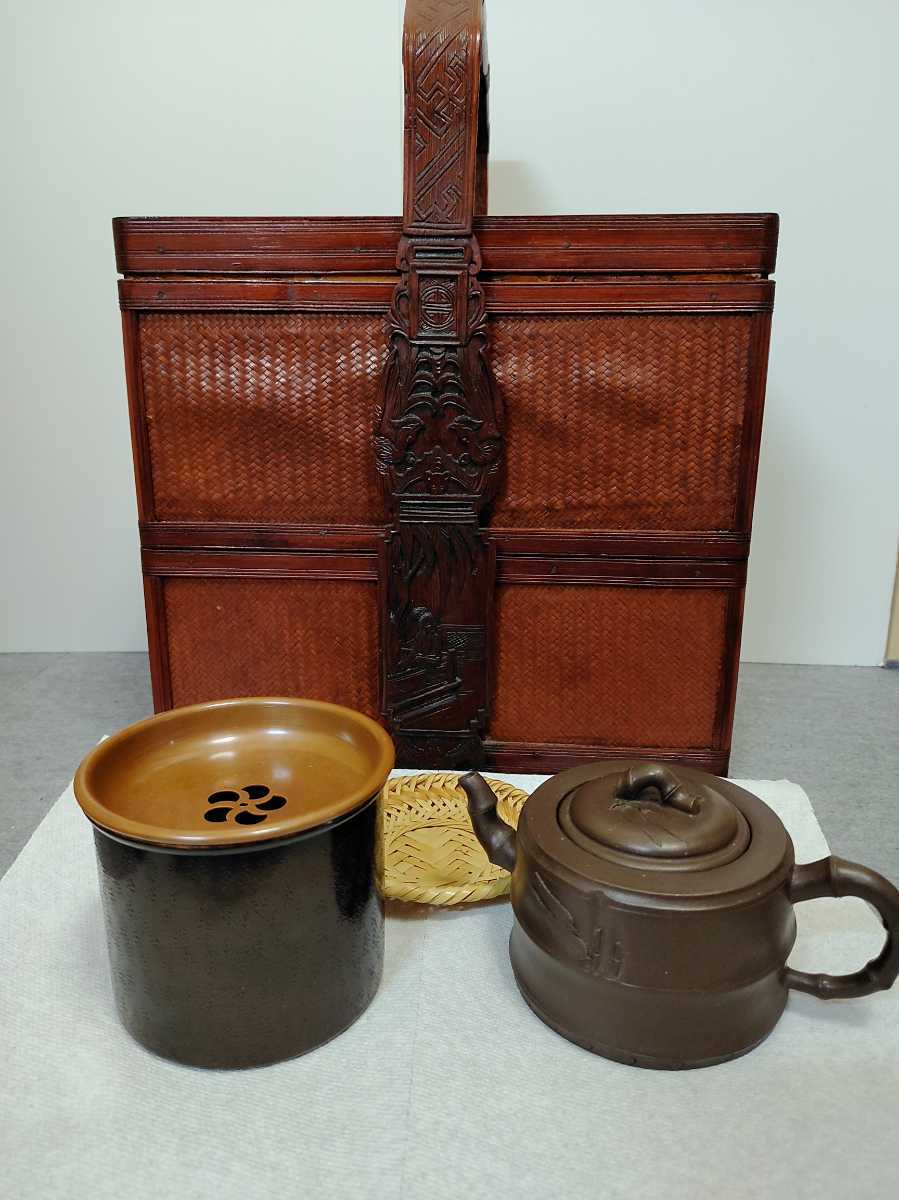 8Wi/Hh6 木製 桑木地 本桑 大徳寺形 莨盆 煙草盆 茶道具 桐箱 大徳寺形