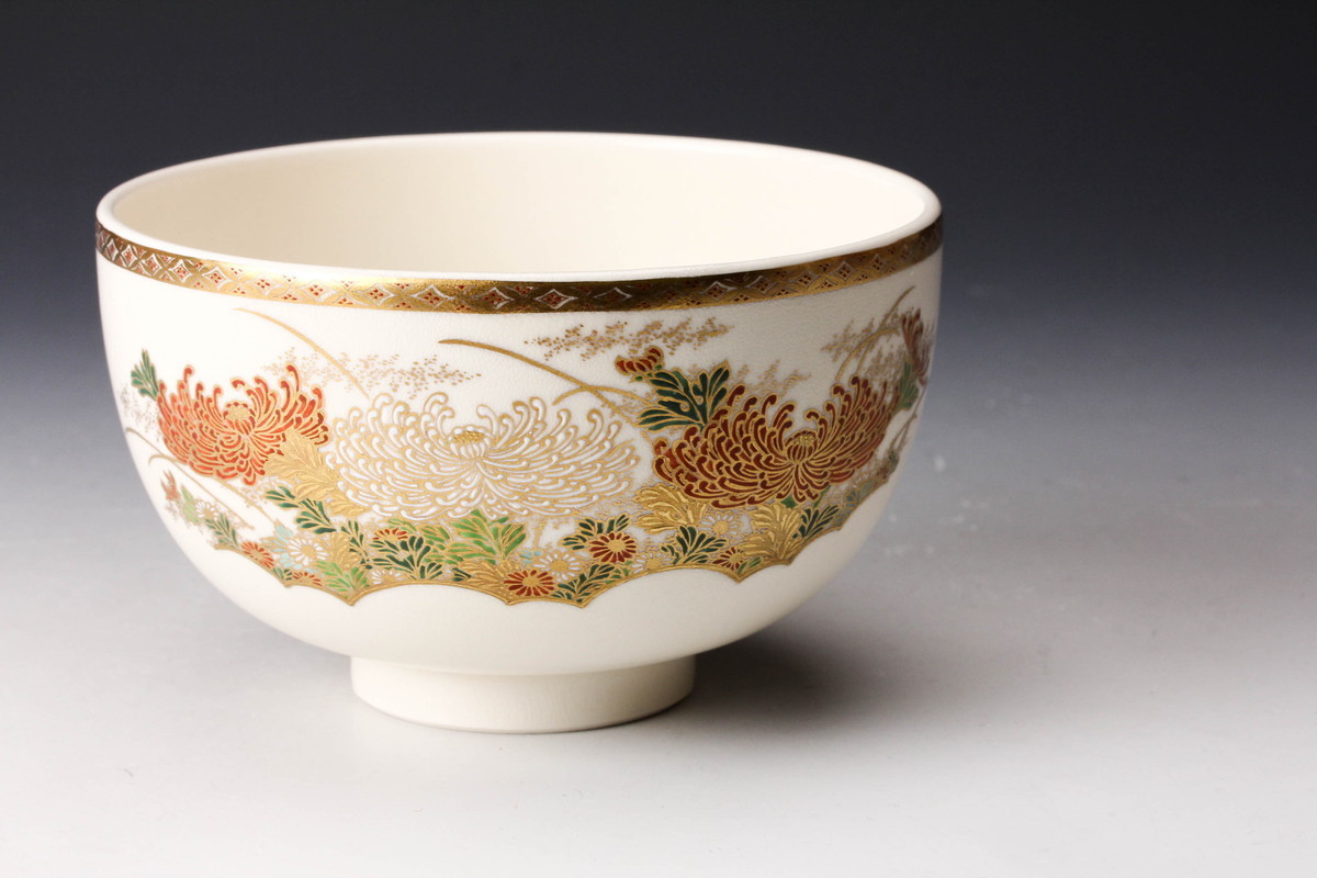 ◆ 【徳田陶春】作 備前茶碗 四方桟共箱 共布 栞 茶道具 未使用品 本物保証◆ 佳香】橋本陶正山 薩摩乱菊ノ絵茶碗 共箱 栞 茶道具 本物保証 共