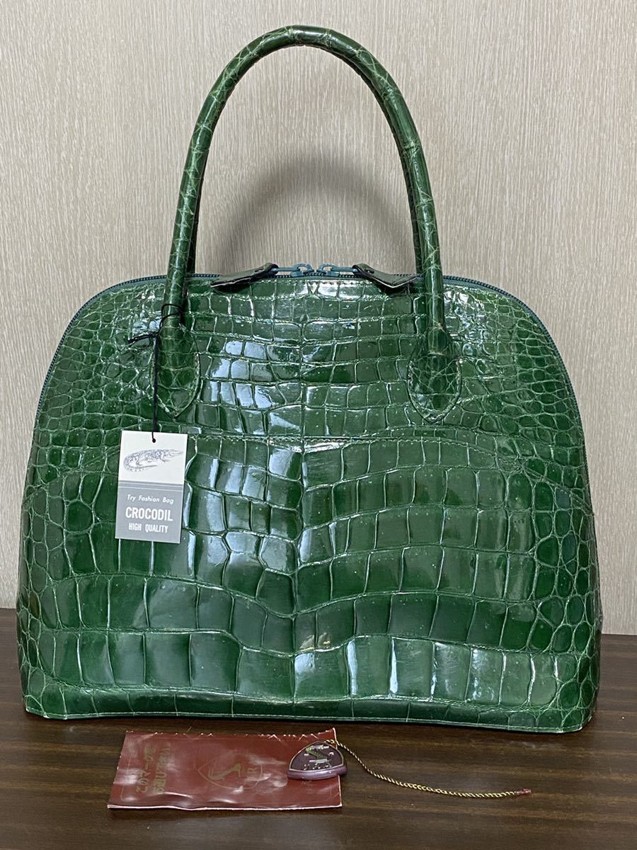 JRA クロコダイル レザー 本革 ハンドバッグ 緑 グリーン クロコダイル